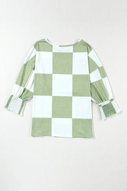 Blouse Green Mixed Grass Mixed Checkered and Fat Wocks