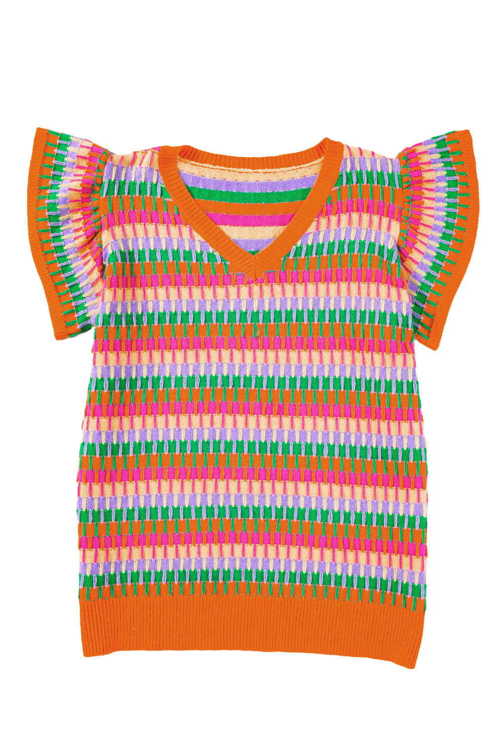 Top maglione a maglia a maglia arancione arancione multicolore