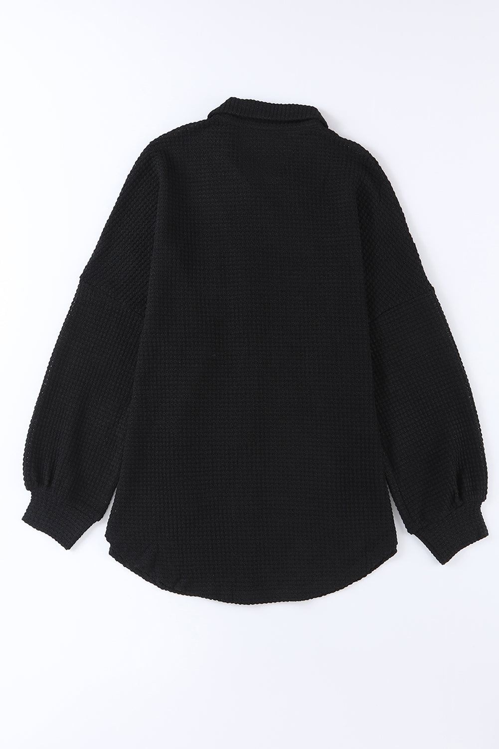 Chemise décontractée boutonnée en tricot gaufré noir