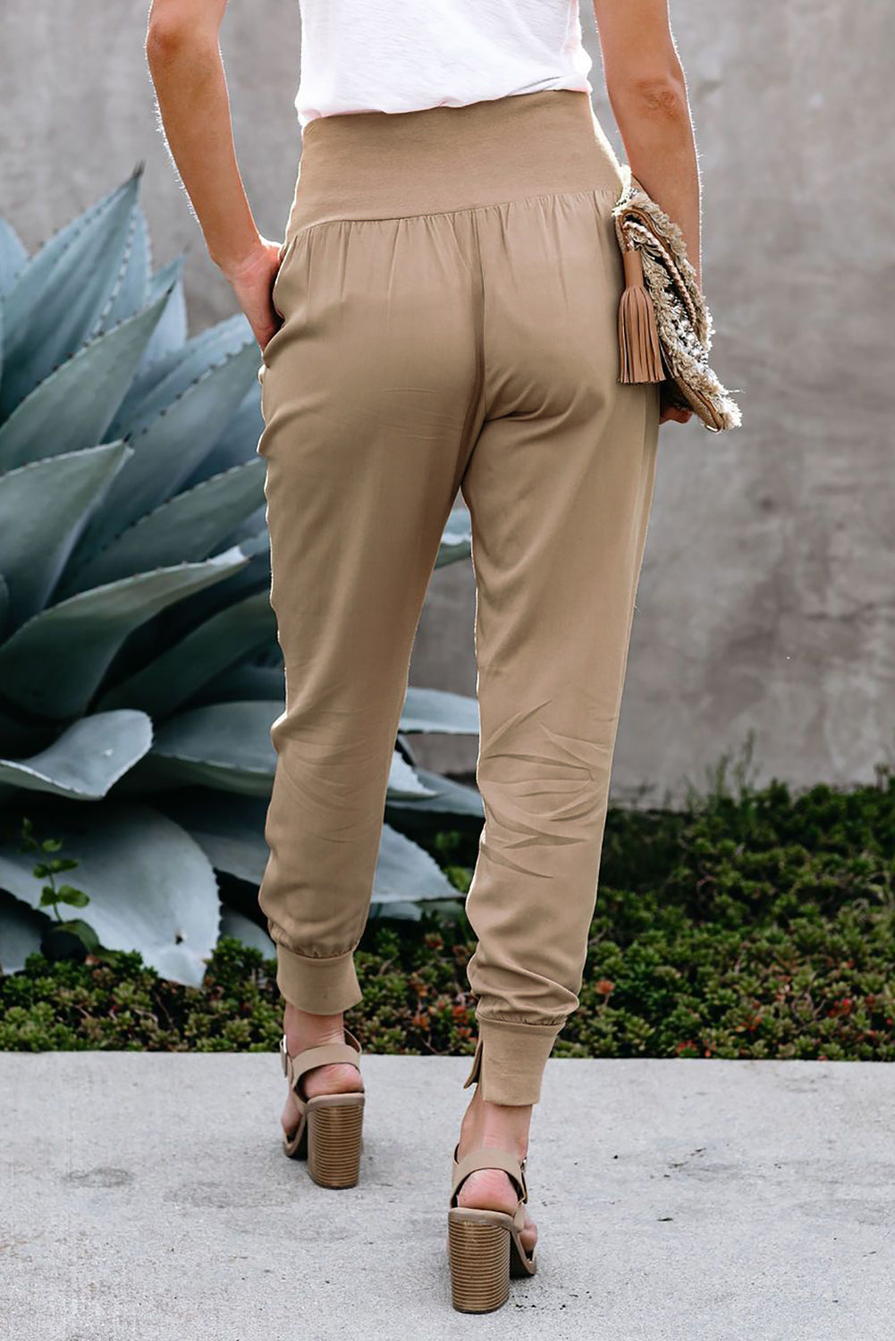 Khaki Casual Pocket Jogger Pants