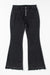 Black high waisted flared jeans with button front