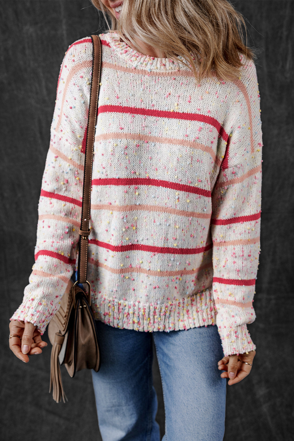 Pink and Confetti Striped Knit Sweater