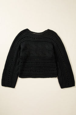 Short black sweater in Twisted Twisted mesh