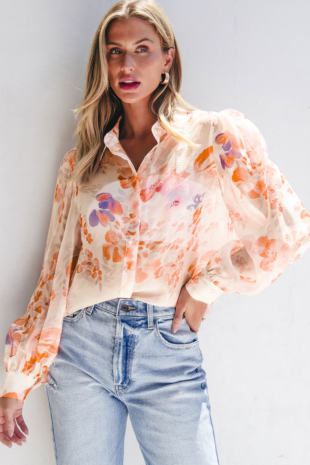 Chemise ample blanche à manches ballon *-A WOMAN WE LOVE