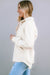 Beige buttoned jacket with pocket and raw hem