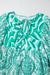 Green Bohemian Print V-Neck Tie Front Puff Sleeve Flared Mini Dress