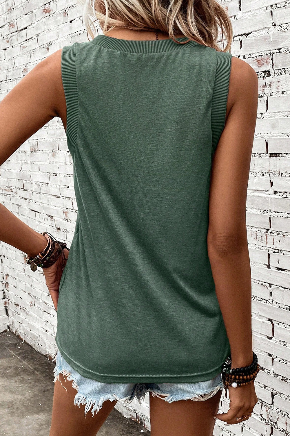 Débardeur côtelé vert brume *-A WOMAN WE LOVE