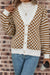 Cardigan marron à col en V boutonné et rayé à carreaux