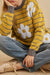 Yellow Striped Floral Daisy Knitted Crew Neck Sweater