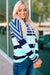 Multi-striped long sleeve drawstring hoodie