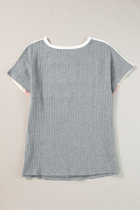 Côte chilly gray t-shirt in patchwork color block *