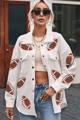 Beige glitter rugby football jacket texture bubble gum