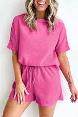Ensemble t-shirt texturé décontracté fuchsia *-A WOMAN WE LOVE
