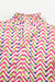 Multicolor blouse with chevrons and ruffle sleeves