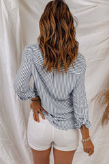 Chemise rayée à manches longues et boutons avec poches-A WOMAN WE LOVE
