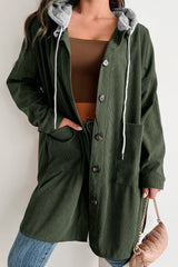 Surprised hooded jacket in ribbed velvet contrast jungle