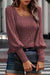 Mineral Red Ribbed Bishop Sleeve Crew Neck Top