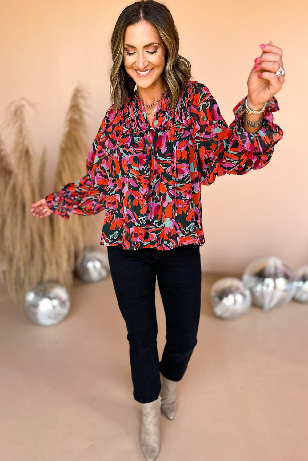 Chemisier rouge à manches bouffantes *-A WOMAN WE LOVE