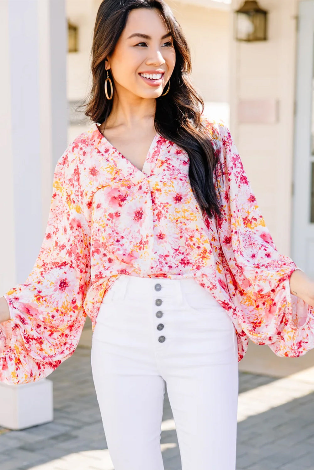 Chemisier rose à petites fleurs *-A WOMAN WE LOVE