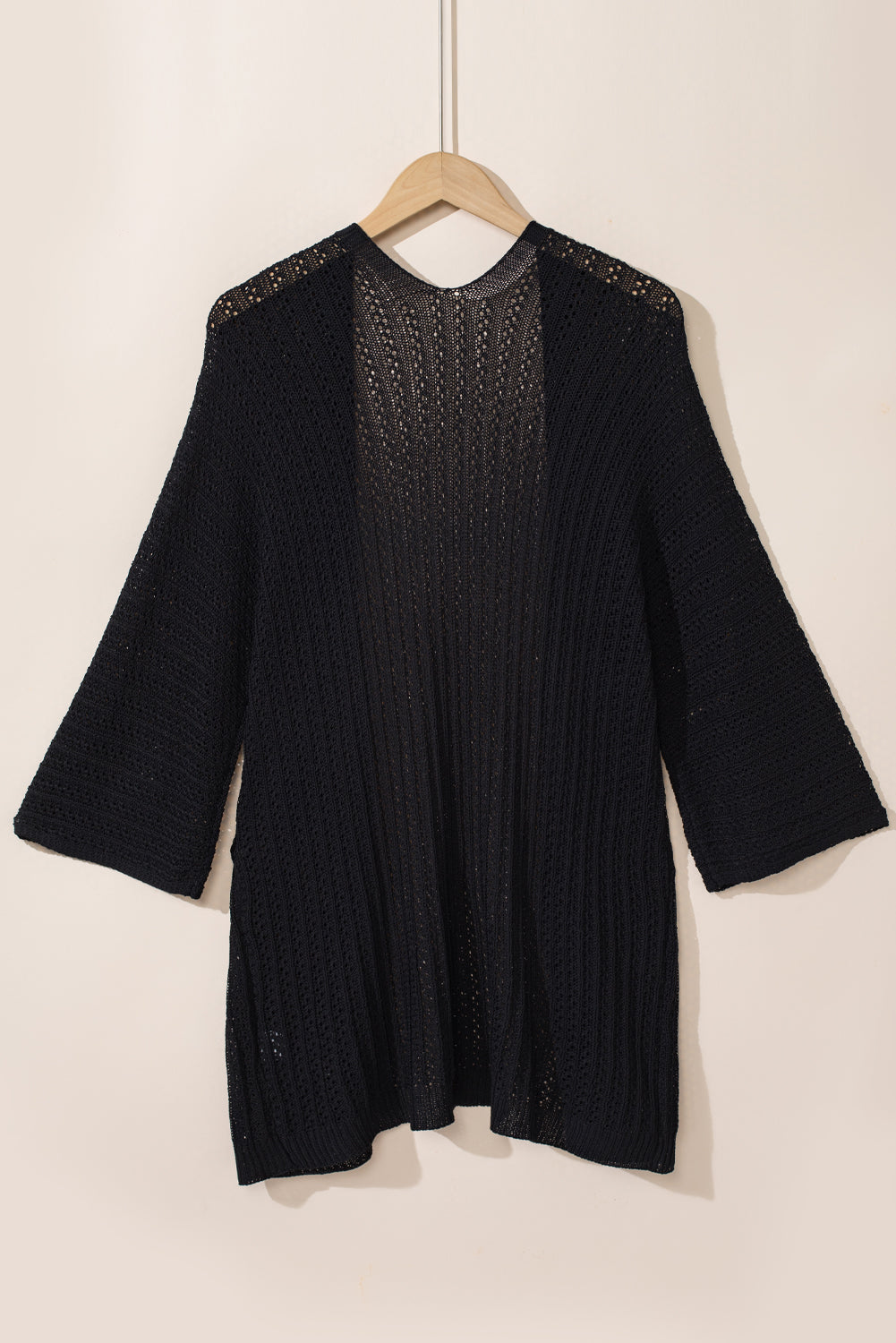 Cardigan liviano Kimono Kimono Black Hollow-Out