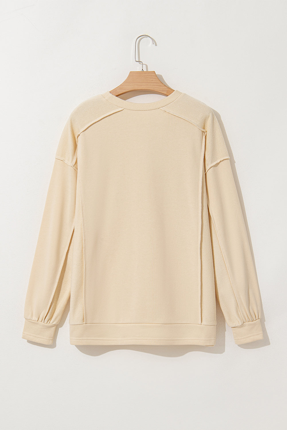 Sweat-shirt beige à col rond et épissage