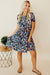 Blue floral short sleeve trapeze dress