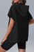 Black short sleeve hoodie with kangaroo pocket with half zip