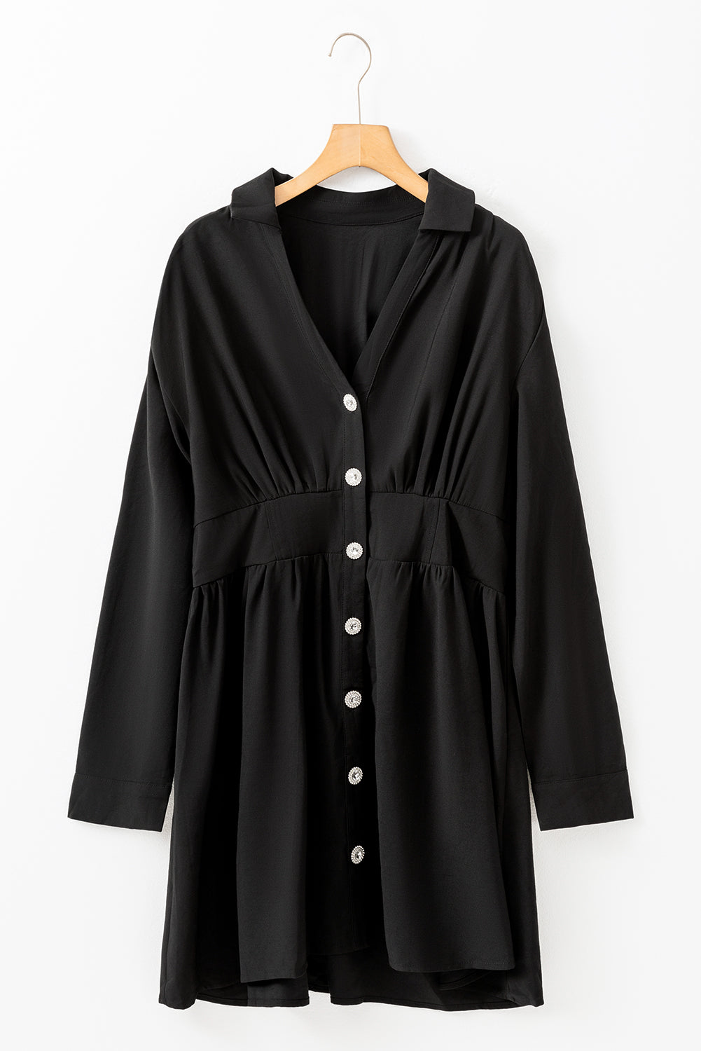 Mini-Robe long-waisted long-waisted sleeve shirt black elastic