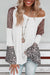 White Bell Sleeve V-Neck Sequin Patchwork Tunic Top