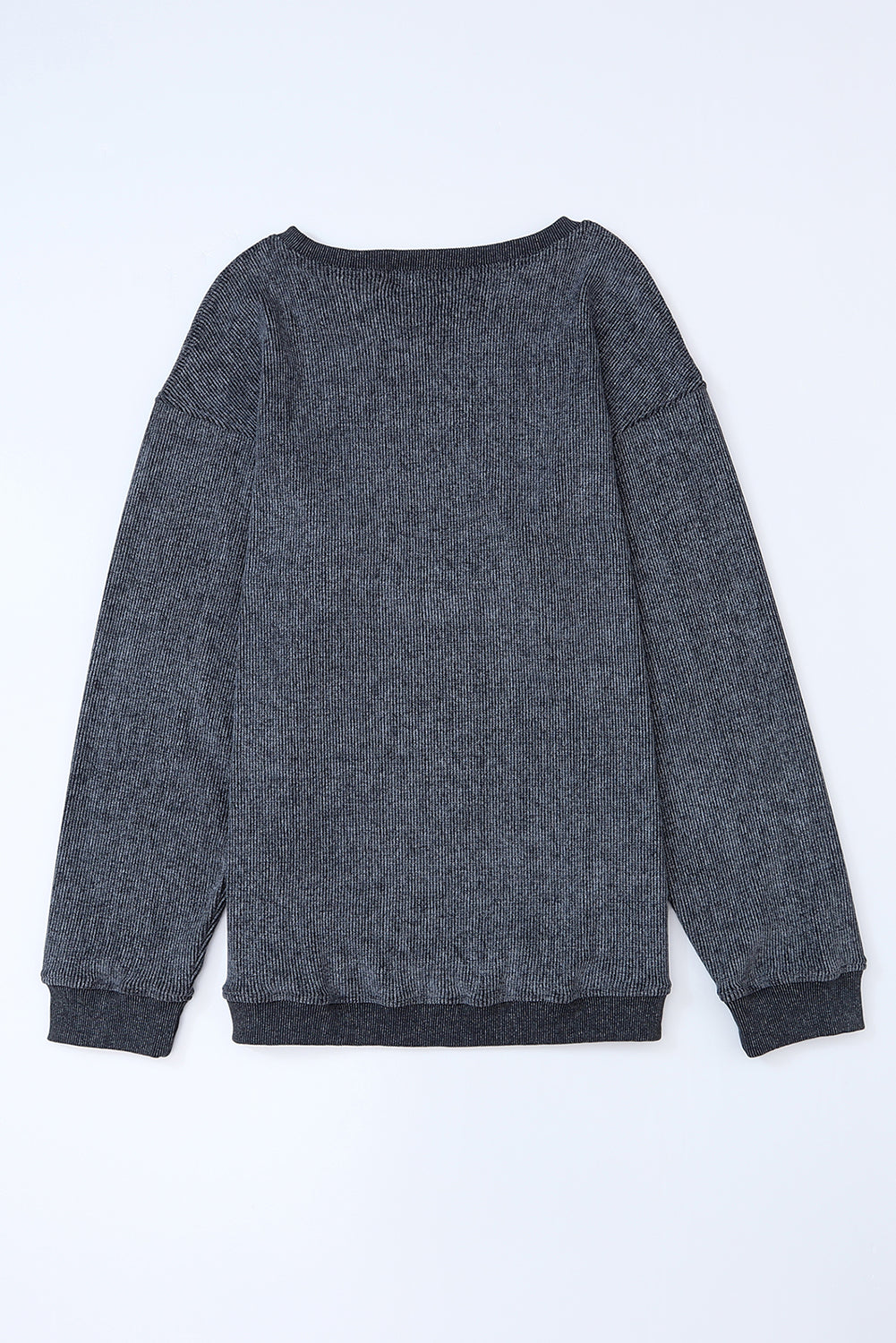 Sudadera de metra de cuello redondo de punto acanalado gris sólido