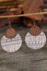 Boucles d'oreilles pendantes en bois à imprimé géométrique multicolore-A WOMAN WE LOVE