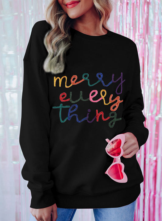 Sweat-shirt noir à slogan « Merry Every Thing Tinsel »