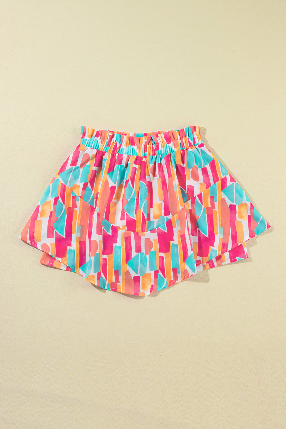 Rose Abstract Stampa A-Line Shorts arruffato