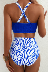 Bikinis taille haute texturés à col en V
