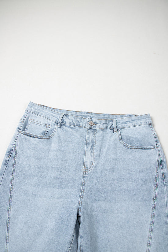 Large -size jeans beautiful blue with light deputy *