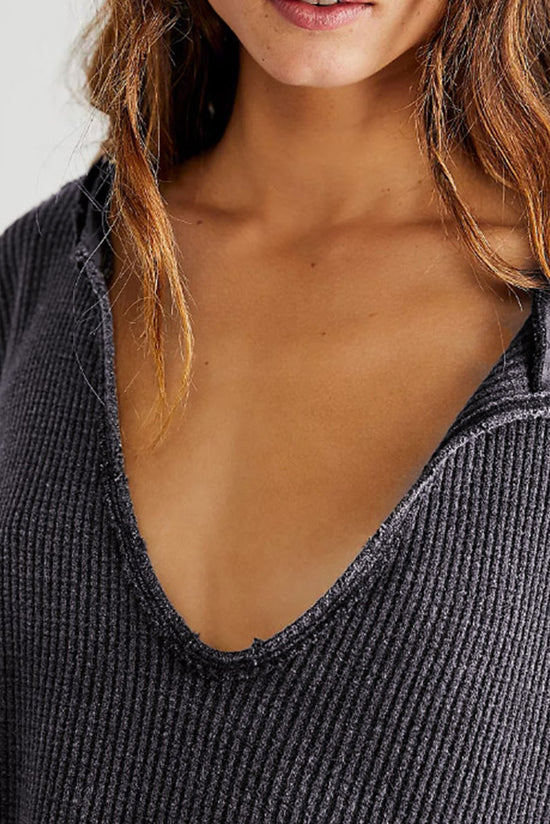 Grey Oversized Drop Shoulder Thermal Knit Top