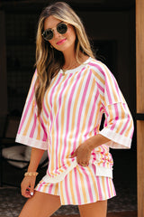 Ensemble 2 Pièces Rose à Rayures