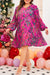 Rose Robe Ample Plissée à Imprimé Floral Abstrait de Grande Taille