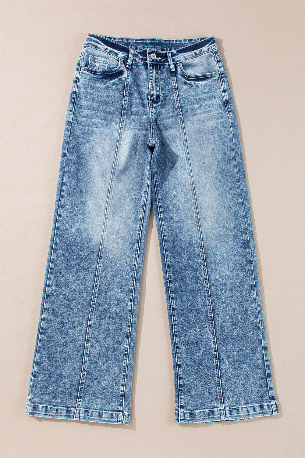 Large leg high -top waist with wide leg and central seam