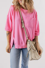 T-shirt split with chest pocket and exposed candy