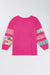 Sweat-shirt Fendu à Manches Patchwork Imprimé de Grande Taille Rose Rouge