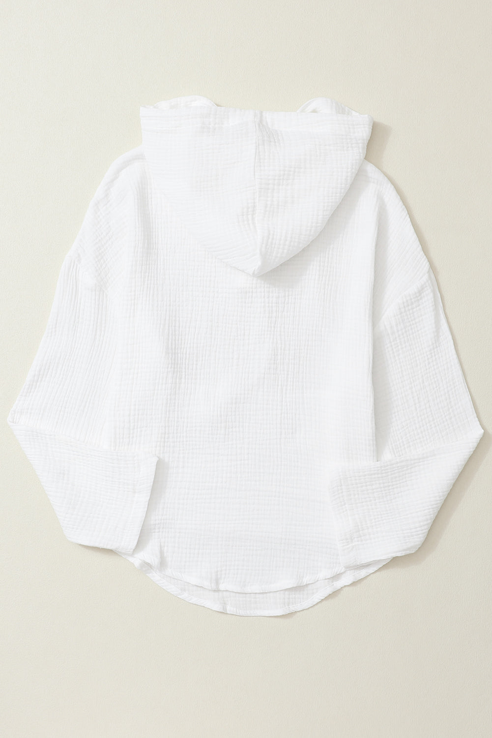 Blouse à capuche légère froissée blanche avec poches