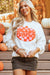 Sweat-shirt blanc à motif patché de citrouille d'Halloween en tissu éponge