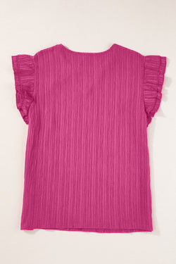 Timal -collar -colored tank and ruffled ruffle sleeves pink