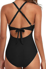 Monokini negro con recortes cruzados *