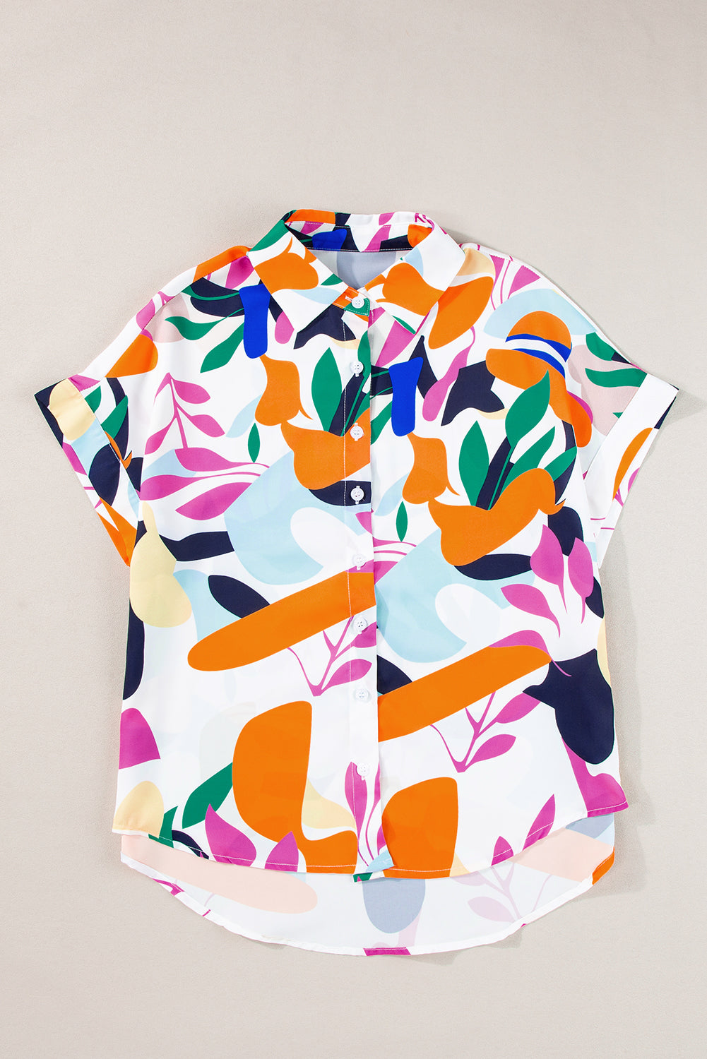 Chemise à manches courtes multicolore à imprimé feuilles abstraites-A WOMAN WE LOVE