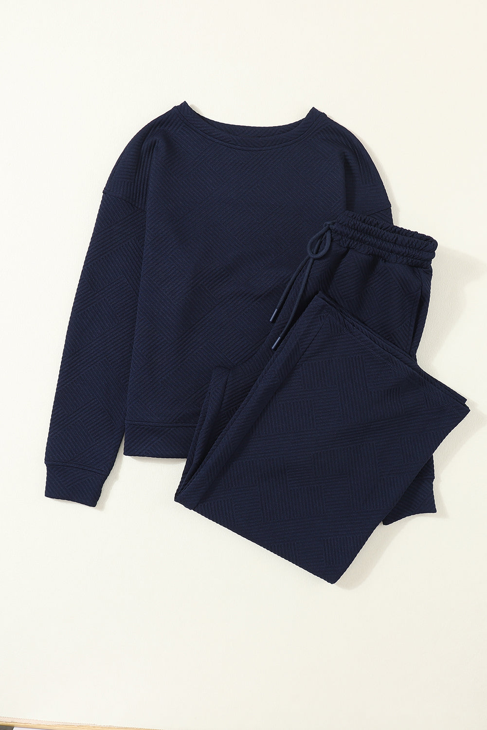 Navy Blue Ultra lose strukturierte 2pcs Slouchy Outfit