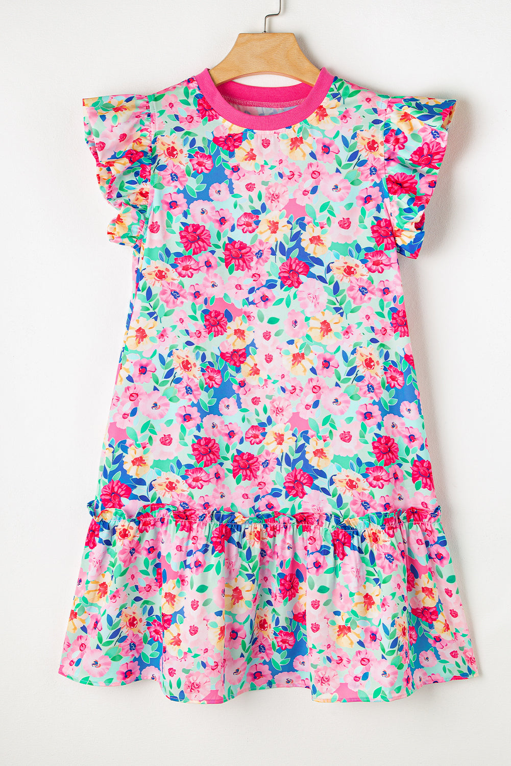 Munas multicolor mini-rufa y flotante con estampado floral
