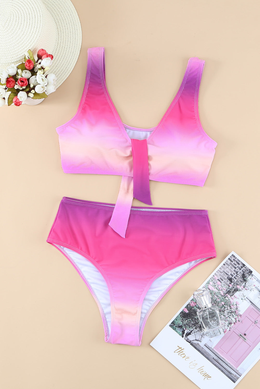 Couleur de gradient violet noué V Bikini de bikini