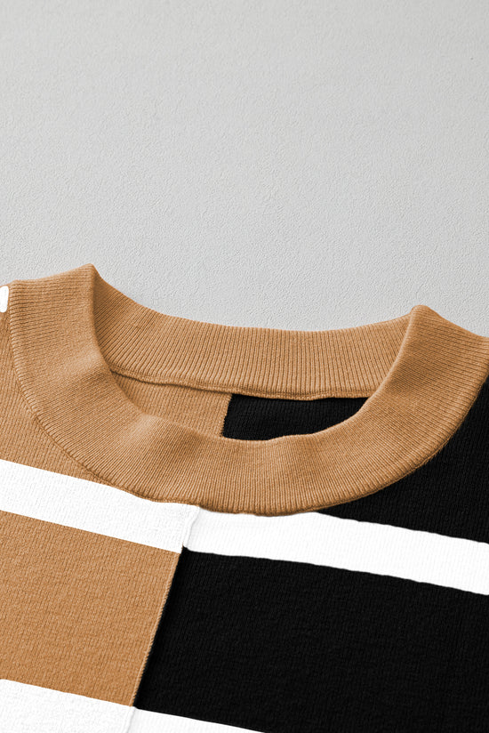 Pull sur-dimensionné color block beige *